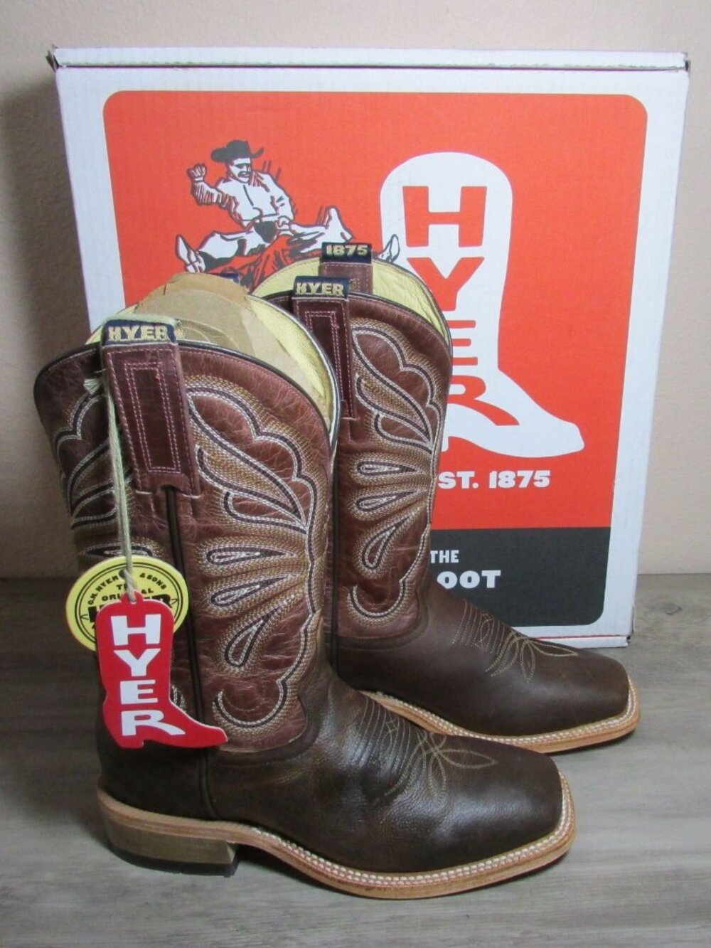 Hyer Women's Wide Square Toe 11" Lola Boots Brown/Soft Pink Goat HW41020